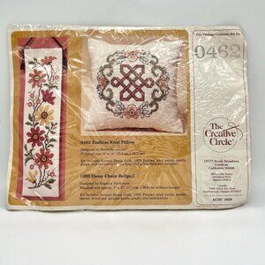 Vintage 80s Needlepoint Kit Creative Circle 0462 Endless Knot Pillow Wool NEW